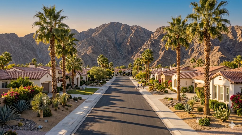 Spanish-style homes in La Quinta with Santa Rosa mountain views